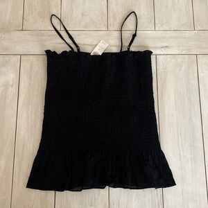 Maeve by Anthropologie NWT Black Cotton Linen Tank Size Small